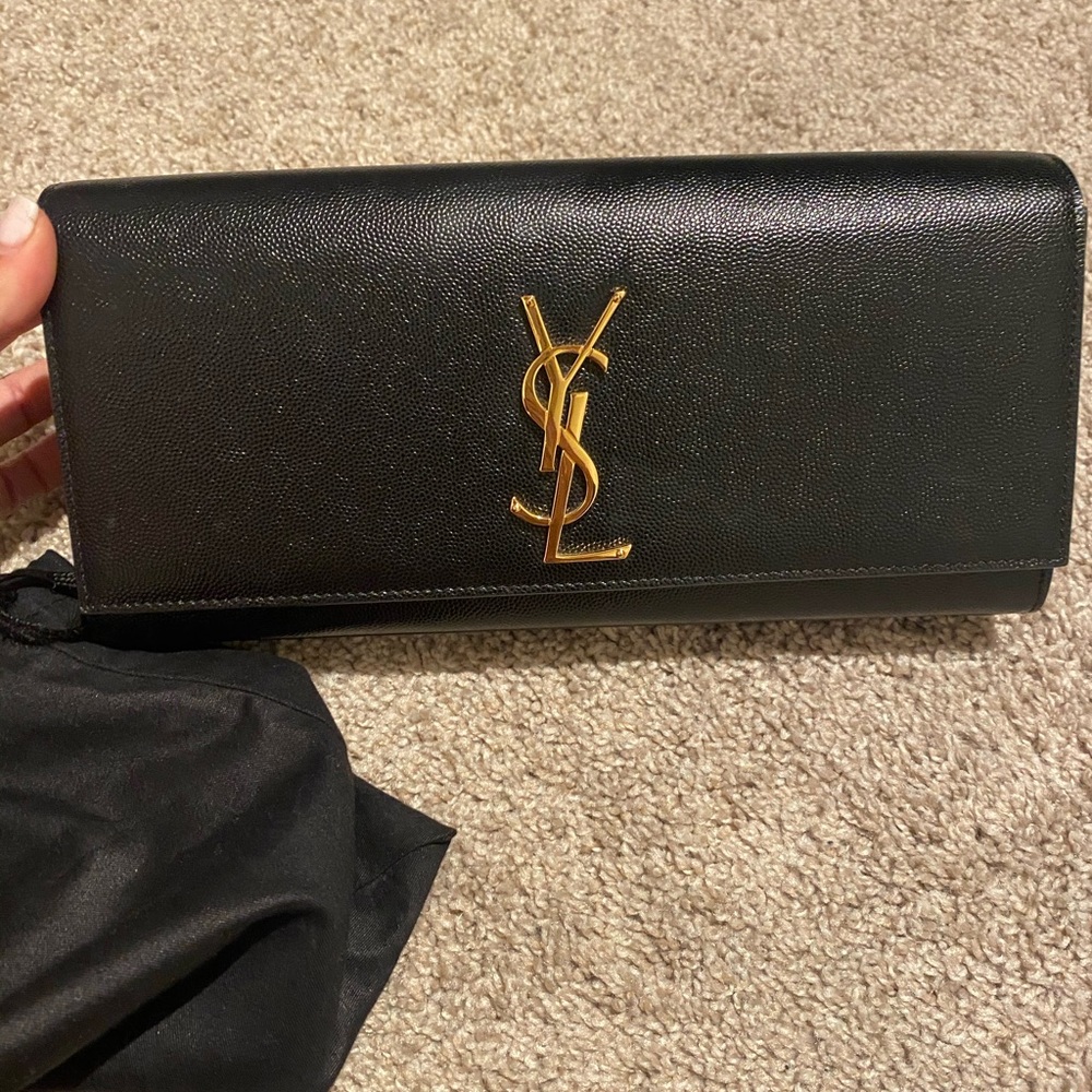 YSL Calfskin Grained Clutch